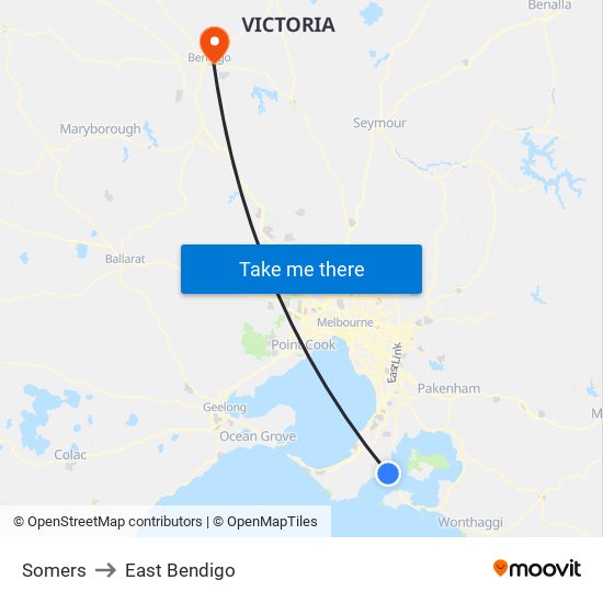 Somers to East Bendigo map