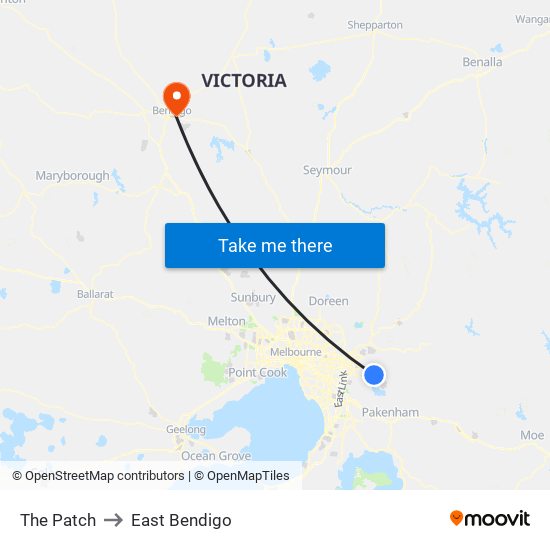 The Patch to East Bendigo map