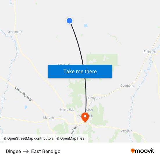 Dingee to East Bendigo map