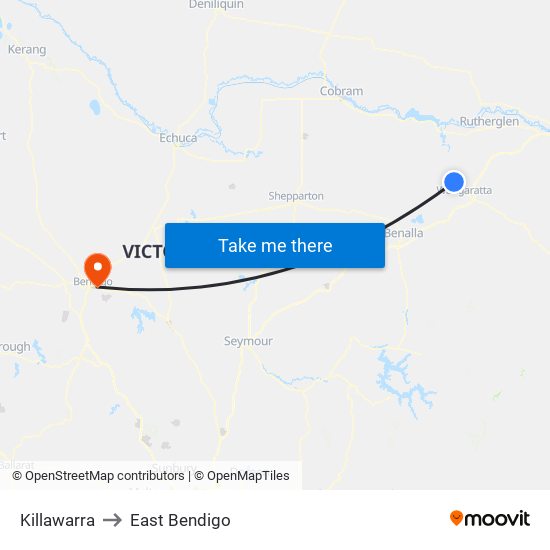 Killawarra to East Bendigo map