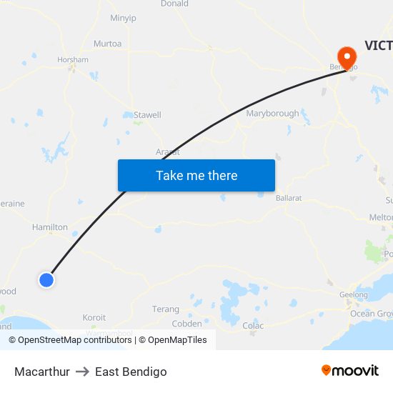 Macarthur to East Bendigo map