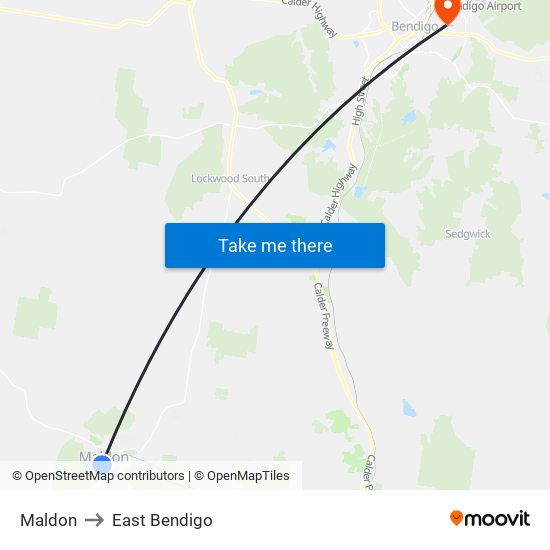 Maldon to East Bendigo map