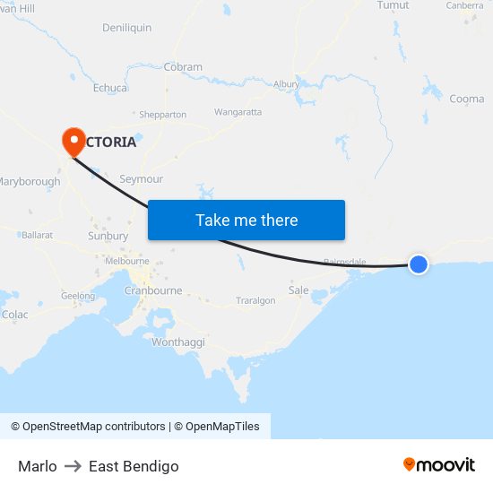 Marlo to East Bendigo map