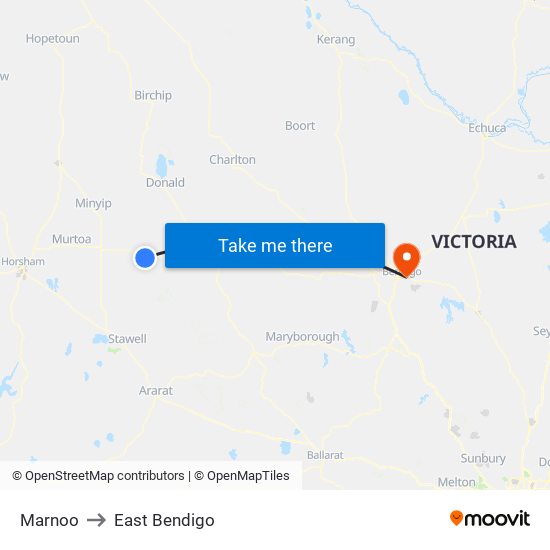 Marnoo to East Bendigo map