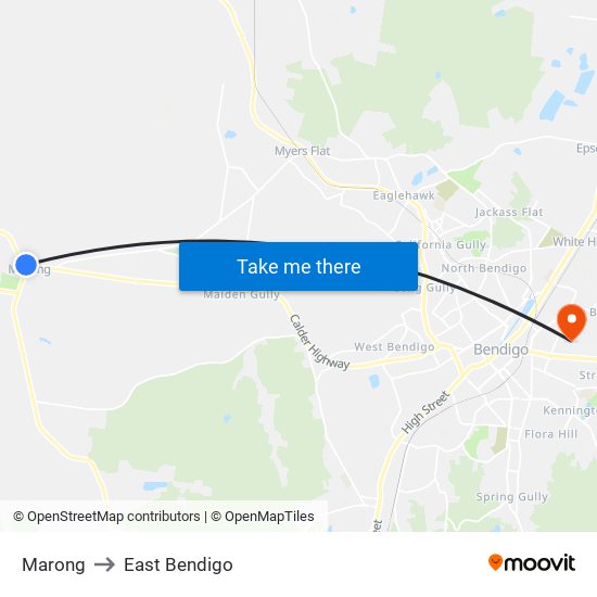 Marong to East Bendigo map