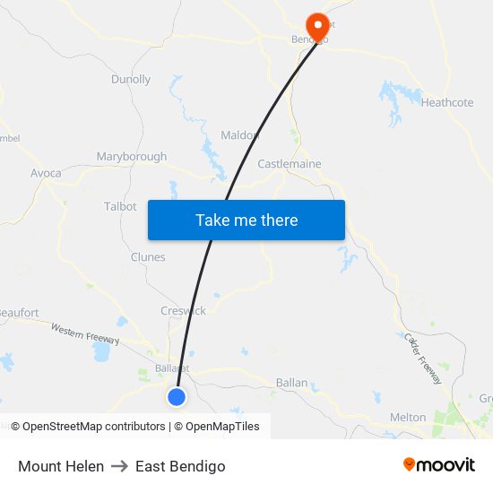 Mount Helen to East Bendigo map