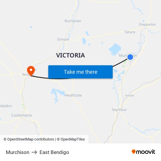 Murchison to East Bendigo map