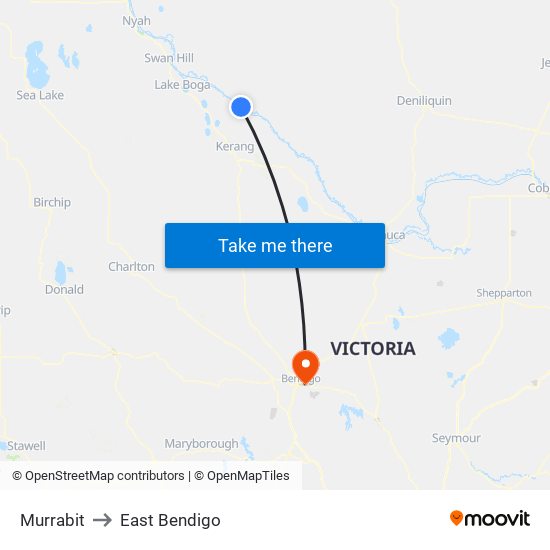 Murrabit to East Bendigo map