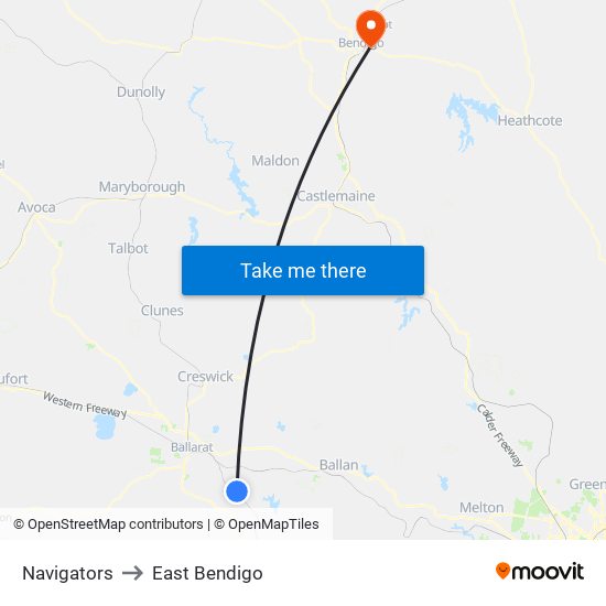 Navigators to East Bendigo map