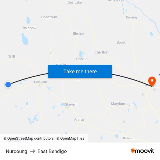 Nurcoung to East Bendigo map