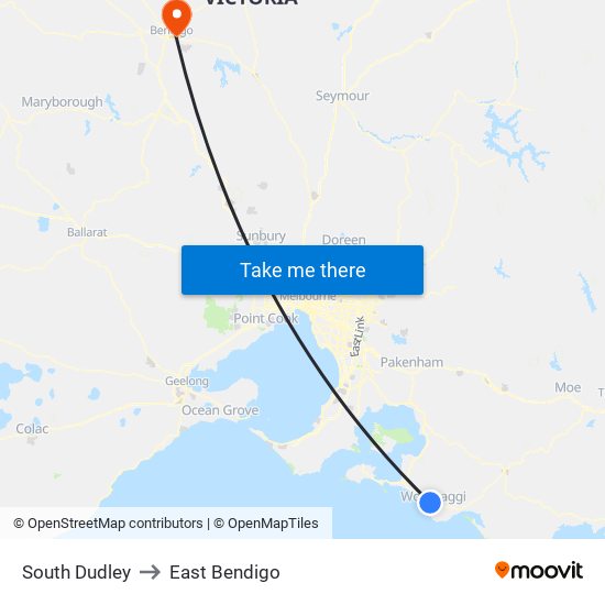 South Dudley to East Bendigo map