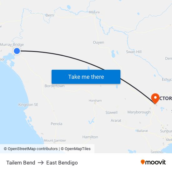 Tailem Bend to East Bendigo map