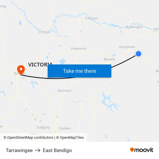 Tarrawingee to East Bendigo map