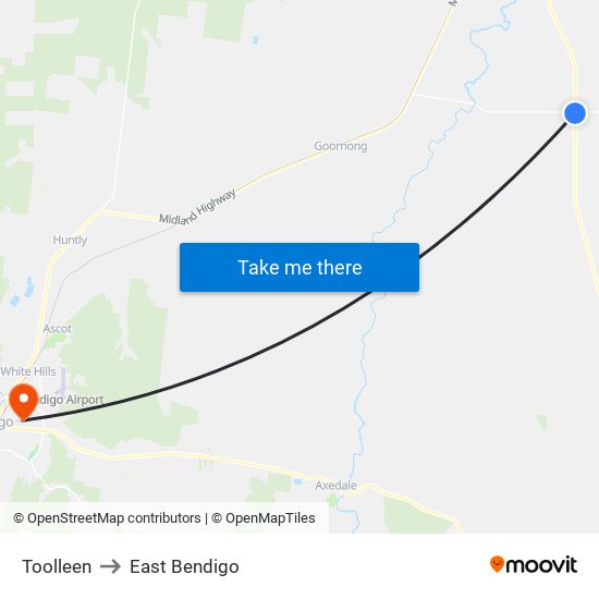 Toolleen to East Bendigo map