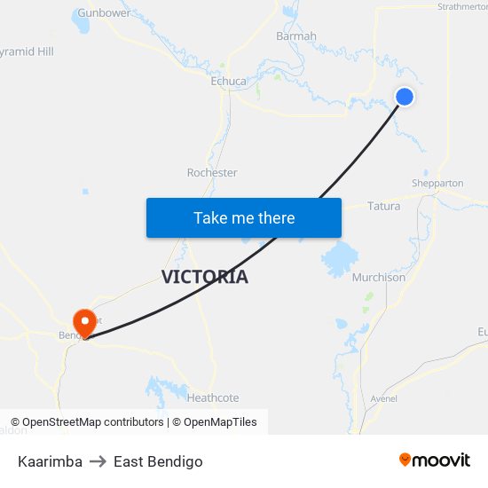 Kaarimba to East Bendigo map