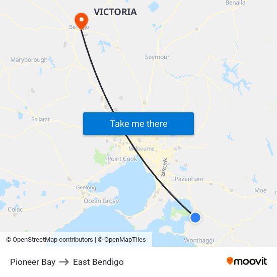 Pioneer Bay to East Bendigo map