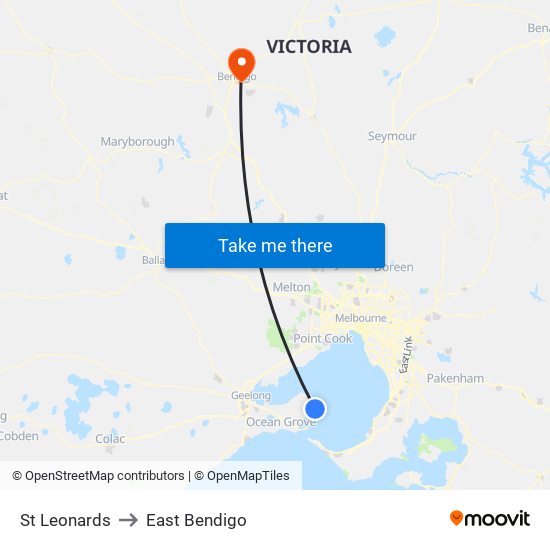 St Leonards to East Bendigo map