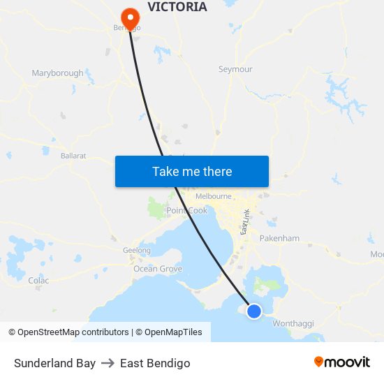 Sunderland Bay to East Bendigo map