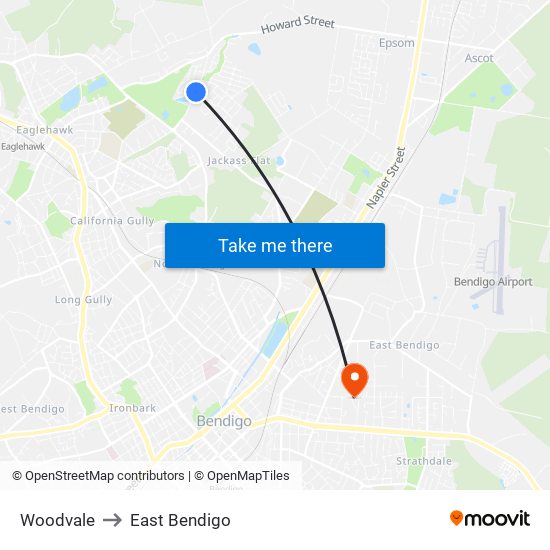 Woodvale to East Bendigo map