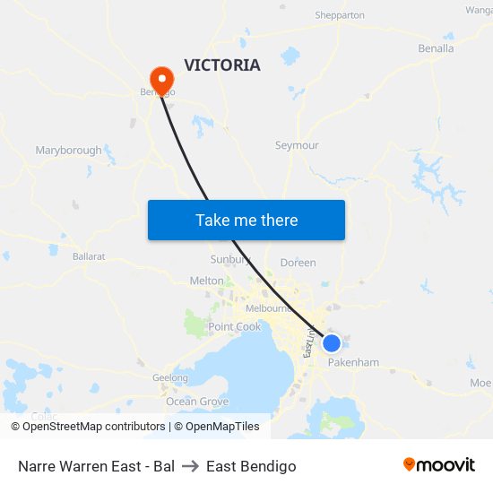 Narre Warren East - Bal to East Bendigo map