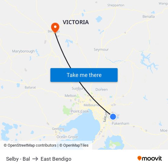 Selby - Bal to East Bendigo map