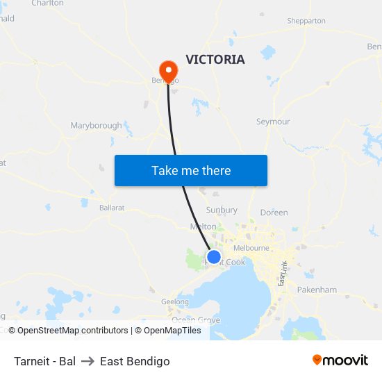 Tarneit - Bal to East Bendigo map