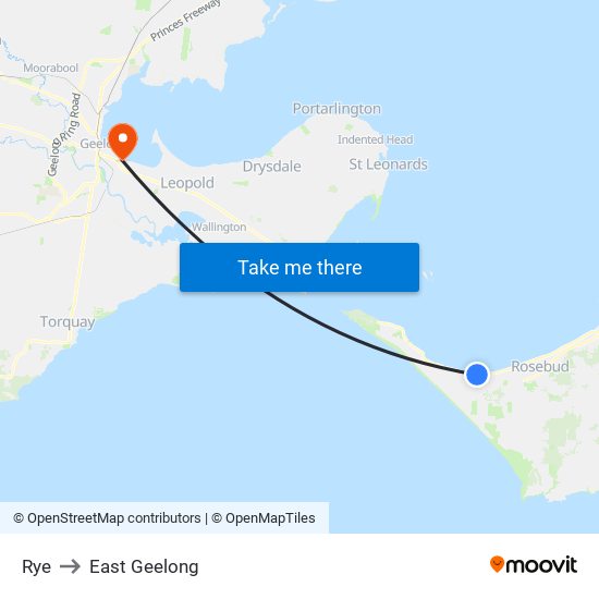 Rye to East Geelong map