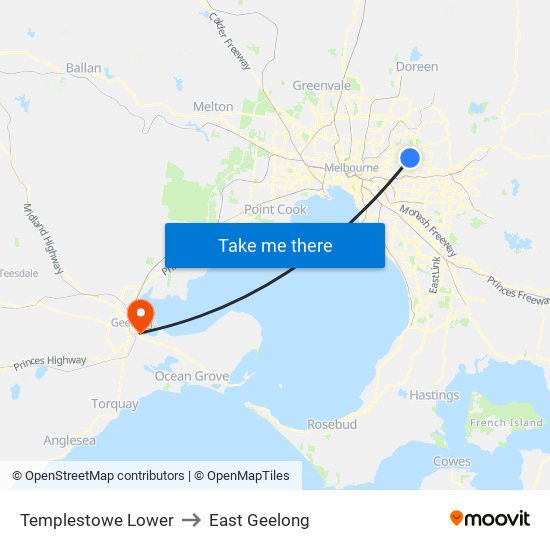 Templestowe Lower to East Geelong map