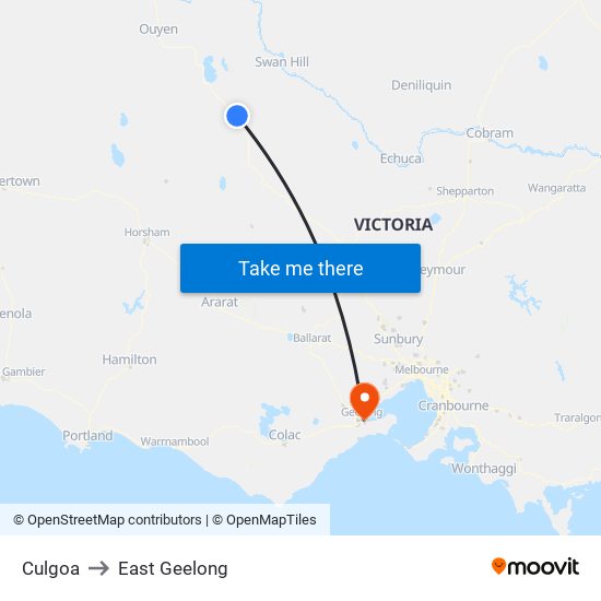 Culgoa to East Geelong map