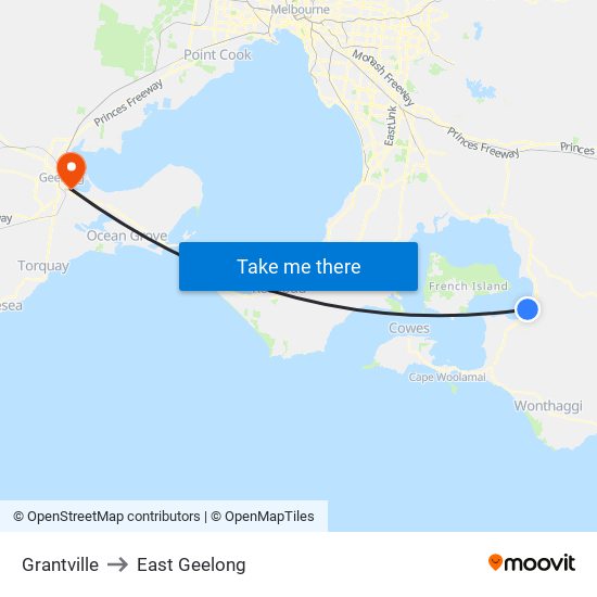 Grantville to East Geelong map