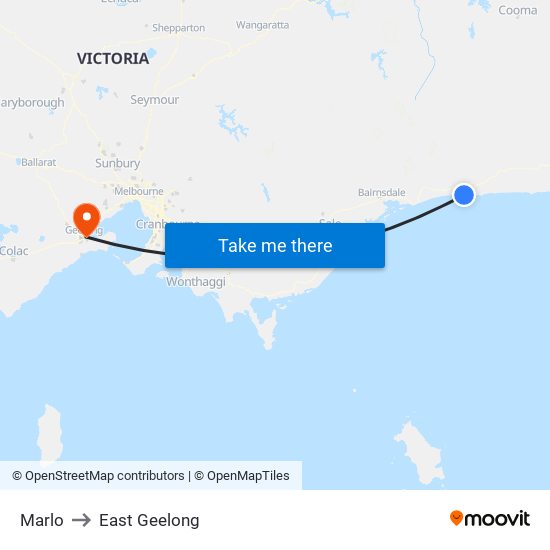 Marlo to East Geelong map