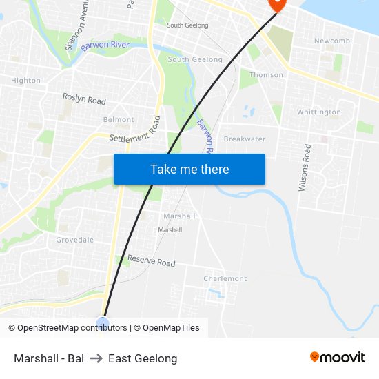 Marshall - Bal to East Geelong map