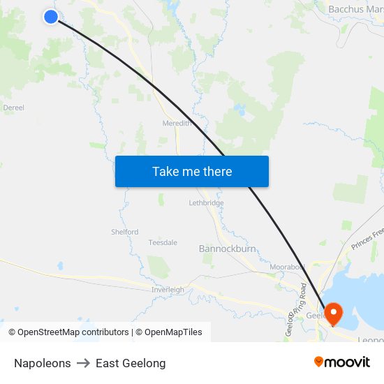 Napoleons to East Geelong map