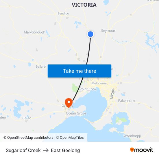 Sugarloaf Creek to East Geelong map