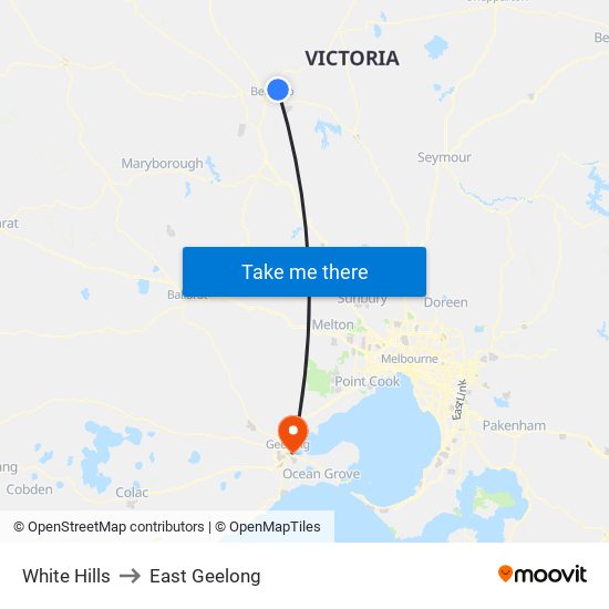 White Hills to East Geelong map