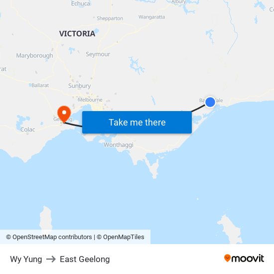 Wy Yung to East Geelong map