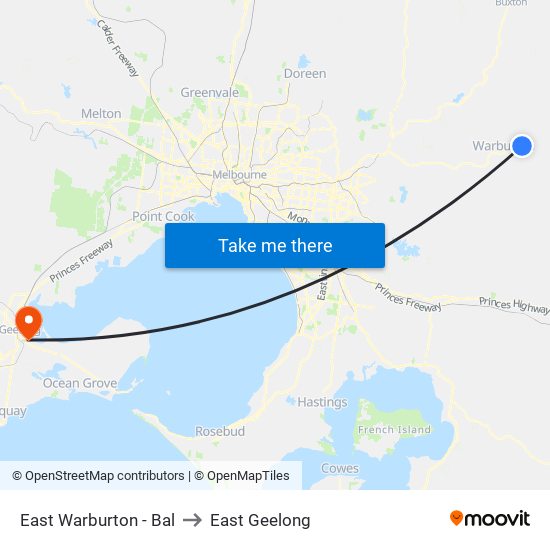 East Warburton - Bal to East Geelong map