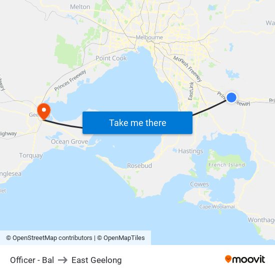 Officer - Bal to East Geelong map