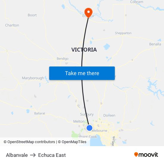 Albanvale to Echuca East map