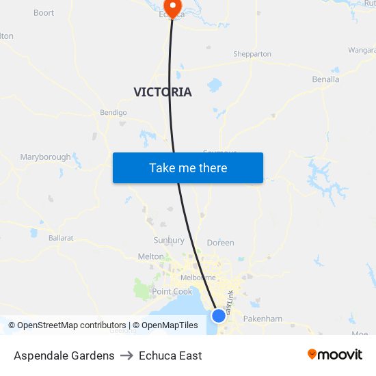 Aspendale Gardens to Echuca East map