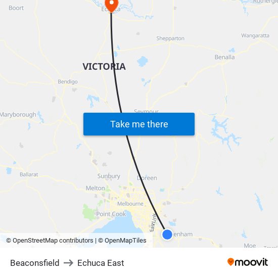 Beaconsfield to Echuca East map