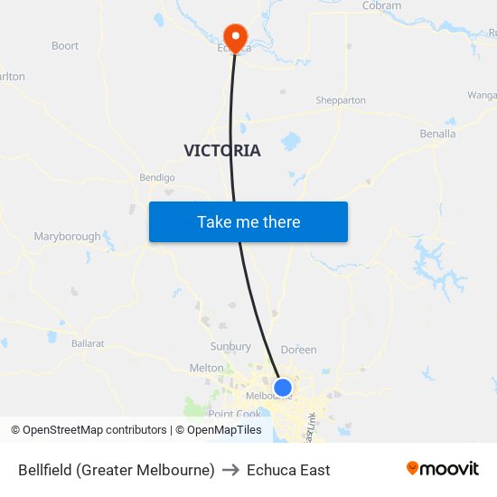 Bellfield (Greater Melbourne) to Echuca East map