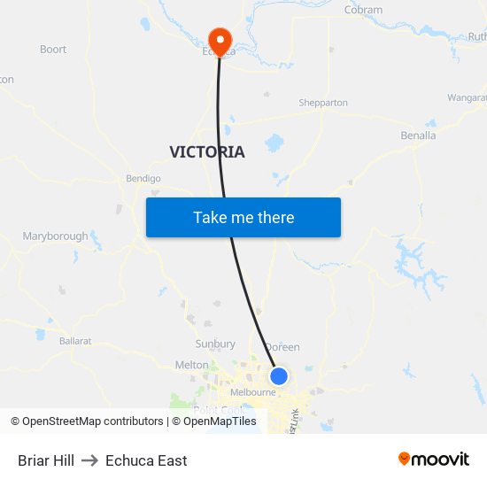 Briar Hill to Echuca East map