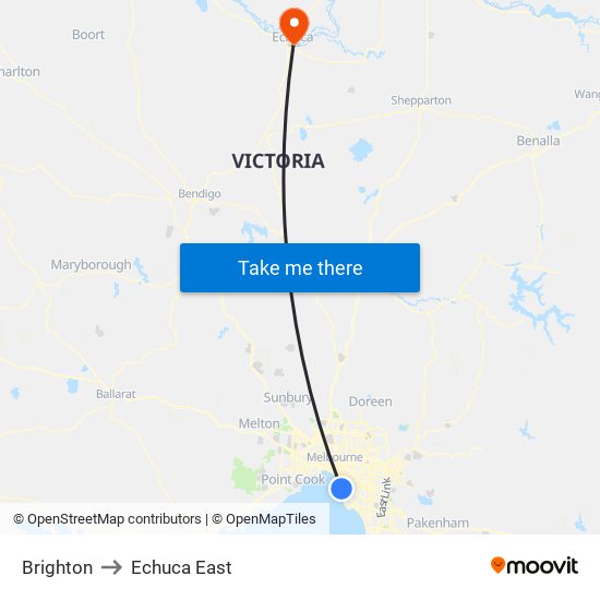 Brighton to Echuca East map