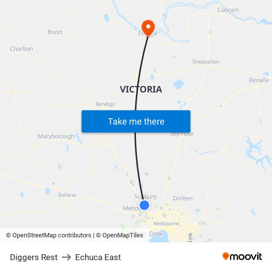 Diggers Rest to Echuca East map