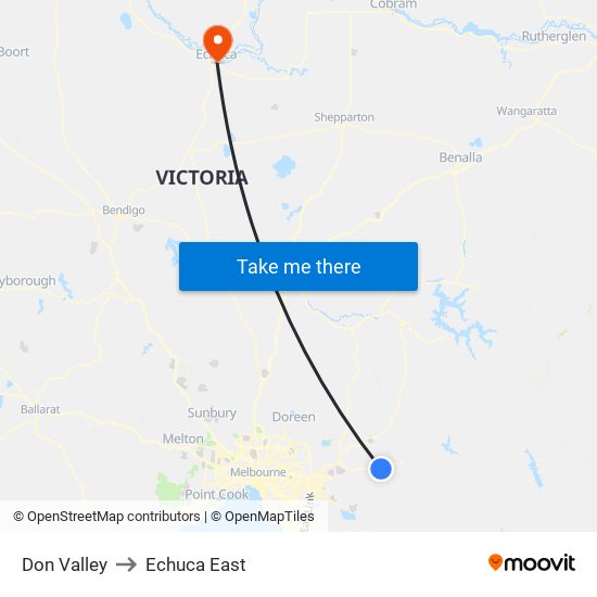 Don Valley to Echuca East map