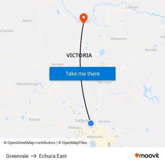 Greenvale to Echuca East map