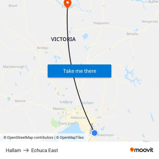 Hallam to Echuca East map