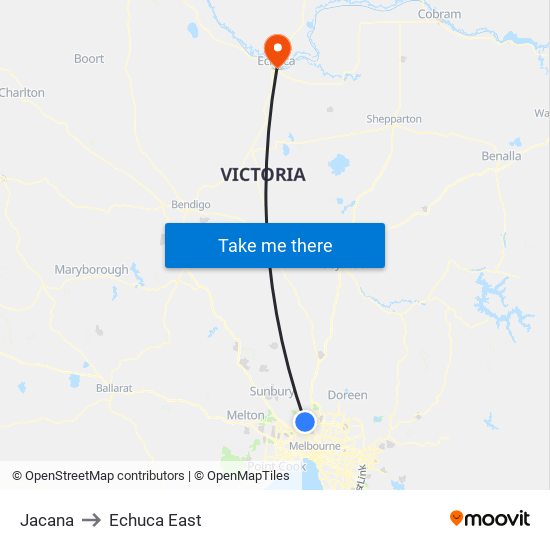 Jacana to Echuca East map