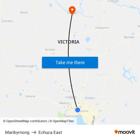 Maribyrnong to Echuca East map